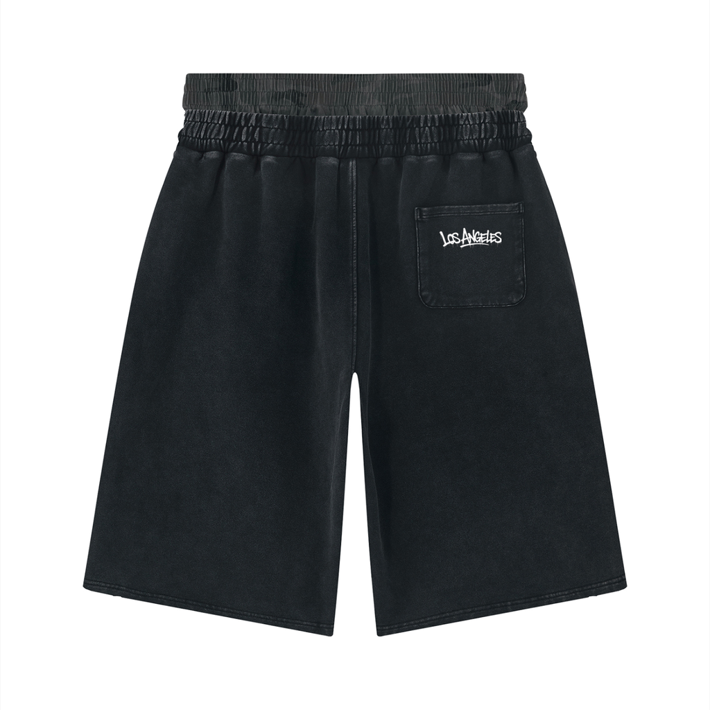 Unisex Vintage Wash Distressed Wide Leg Shorts