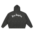 Unisex Leopard Print Waffle Full Zip Hoodie