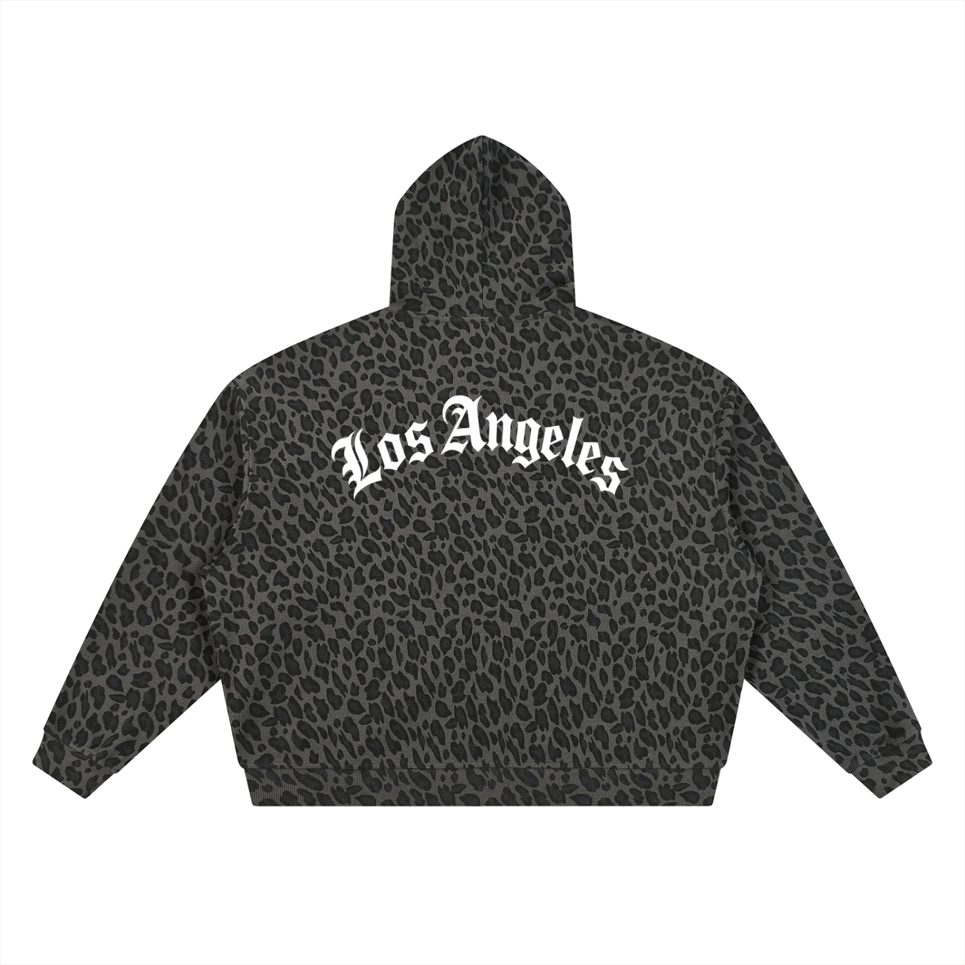 Unisex Leopard Print Waffle Full Zip Hoodie